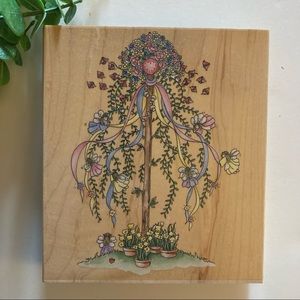 STAMPS HAPPEN Lg “Maypole” WM Rubber Stamp